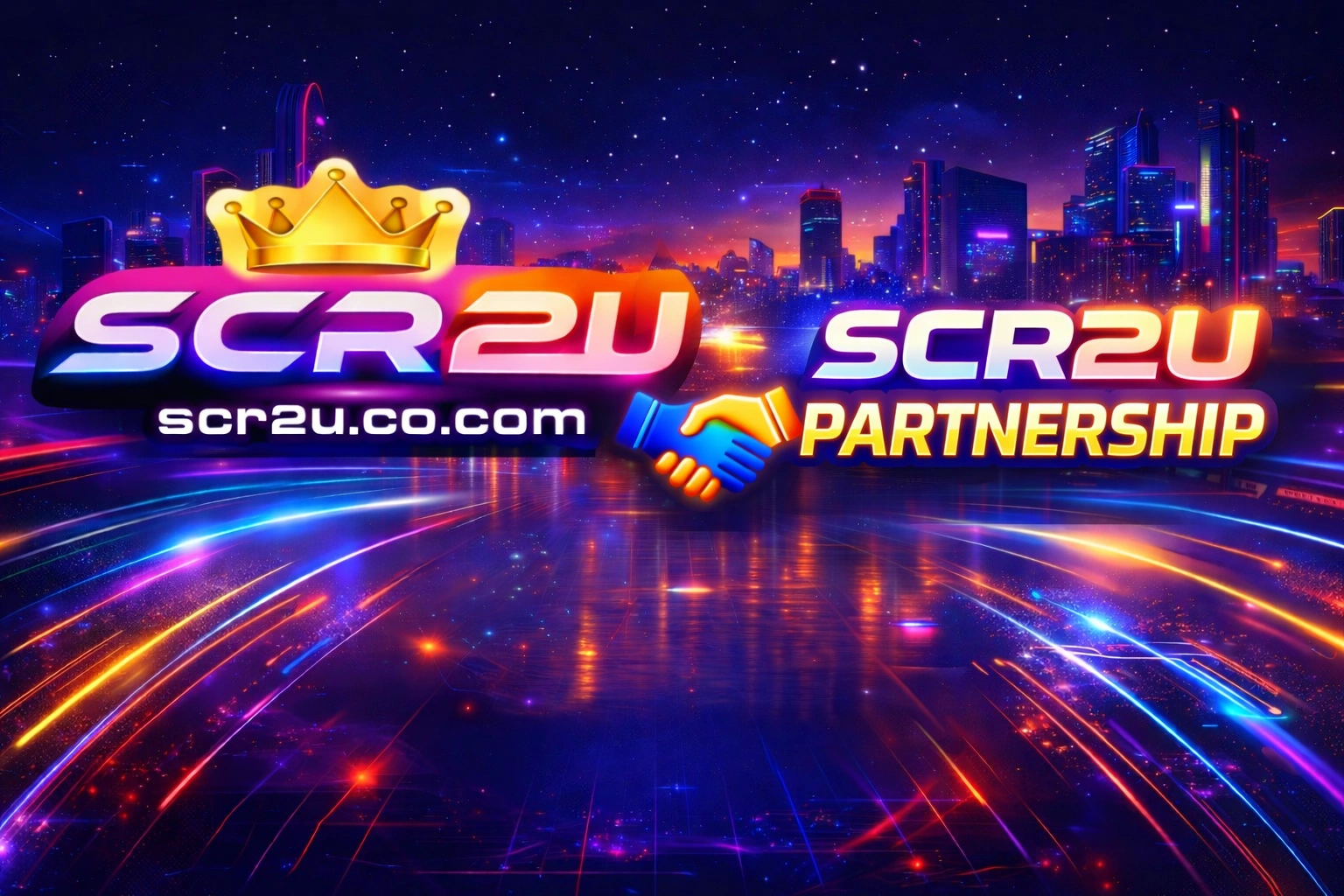 SCR2U partnership banner with handshake icon affiliate collaboration program Malaysia online platform
